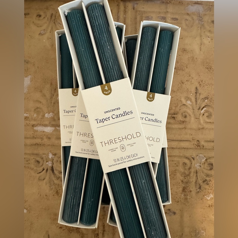 6 Boxes of Threshold Unscented Taper Candles - Teal
